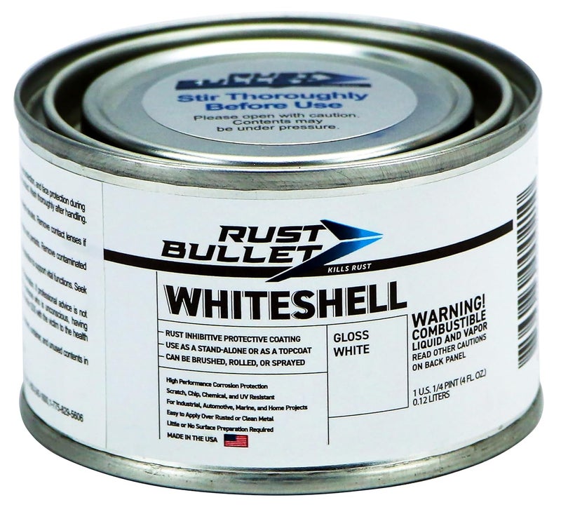 RUST BULLET WhiteShell - Gloss White - 4 Fl Oz - UV Resistant Rust Preventive Coating, Corrosion Control & Long-Lasting Protection for Metal - Image 1