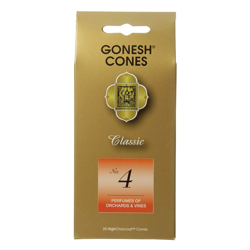 Gonesh Incense Cones No.4  Perfumes of Orchards & Vines  Brown  25 Piece