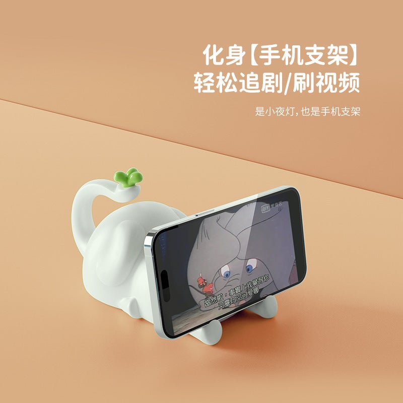 Cute Dumbo Silicone Pat Night Light - Soft Safe Silicone Material Gentle Cozy Ambient Light for Bedroom Bedside Outdoor Camping Sleep Accompanying - Image 5