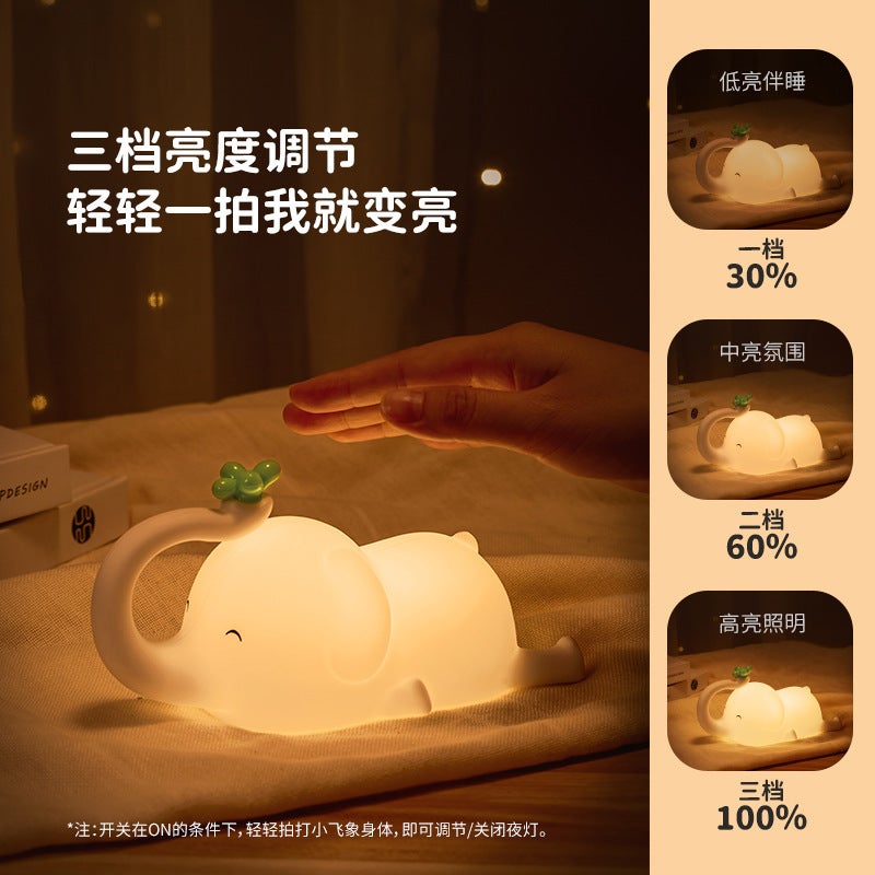 Cute Dumbo Silicone Pat Night Light - Soft Safe Silicone Material Gentle Cozy Ambient Light for Bedroom Bedside Outdoor Camping Sleep Accompanying - Image 3
