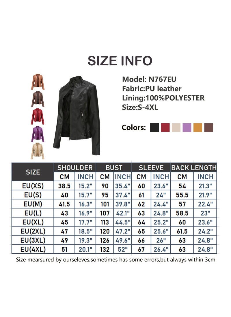 Women's Leather Suit Slim Fitting Jacket Thin Motorcycle Suit Stand Collar Leather Jacket Brown - pzsku/ZFF64728C2C0E12F8CC37Z/45/_/1691724743/9e3c233f-59bf-49f8-b7c7-0d30b3eb23f2