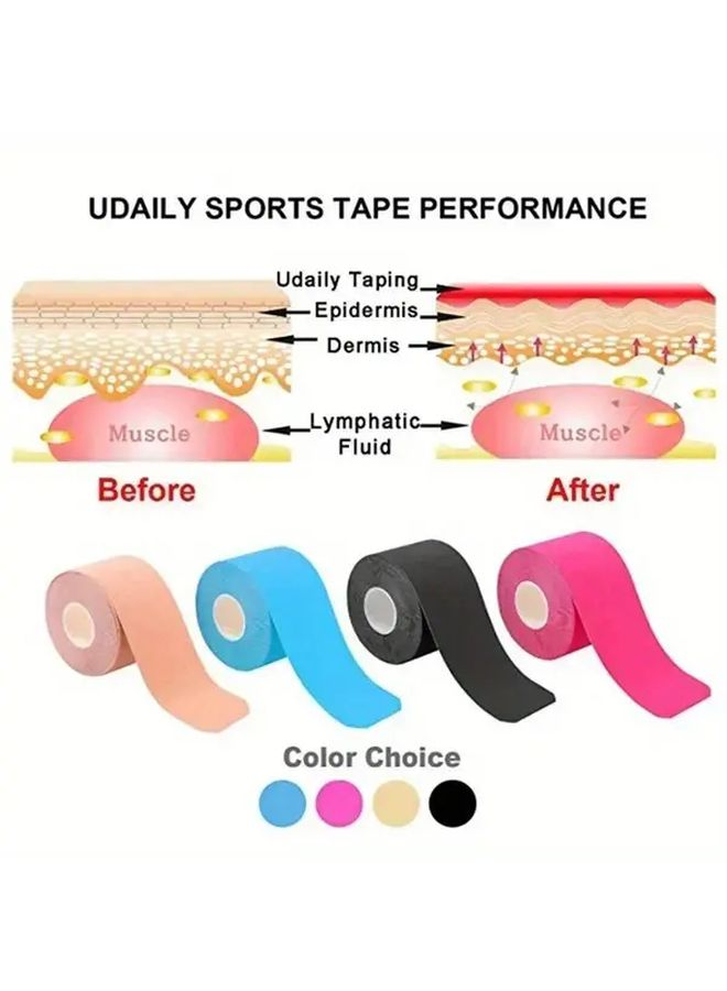 Black Kinesiology Tape 197 x 5 cm Sports Muscle Pain Relief Knee Support Elastic Bandage - Image 1