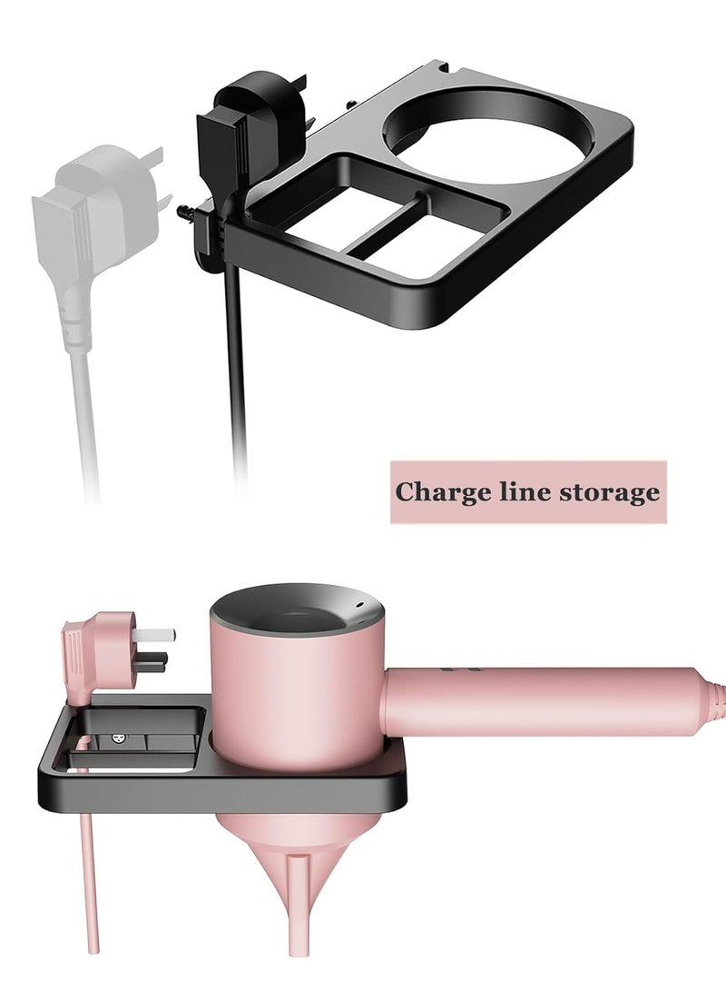 Wall Mount Hair Dryer and Flat Iron Holder - Black Hair Tool Storage Organizer (Black) - Image 5