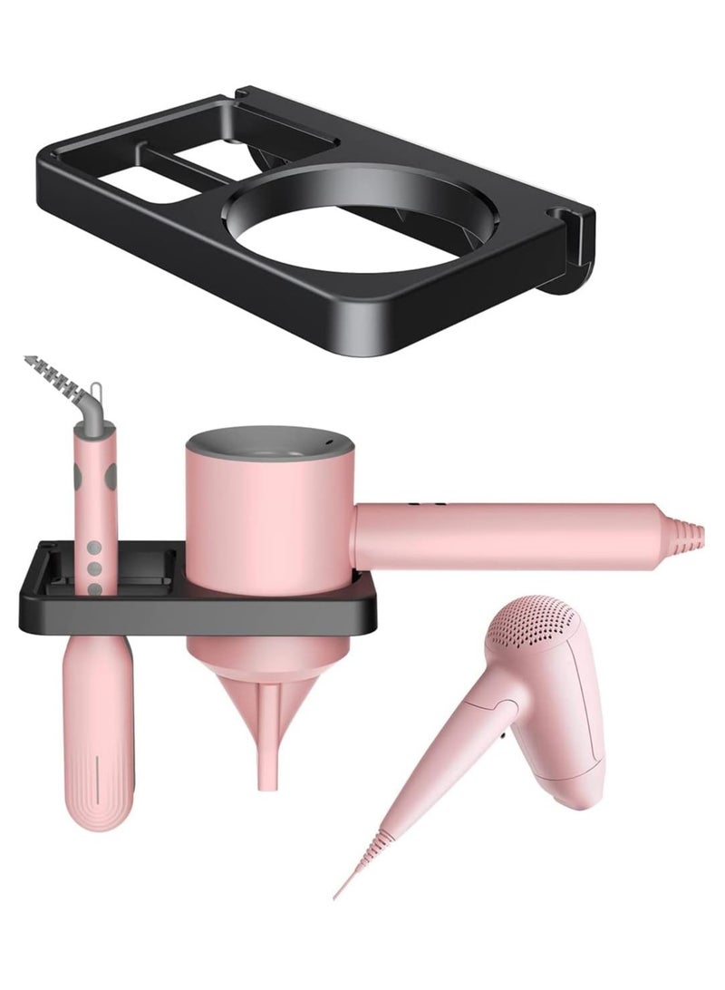 Wall Mount Hair Dryer and Flat Iron Holder - Black Hair Tool Storage Organizer (Black) - Image 1