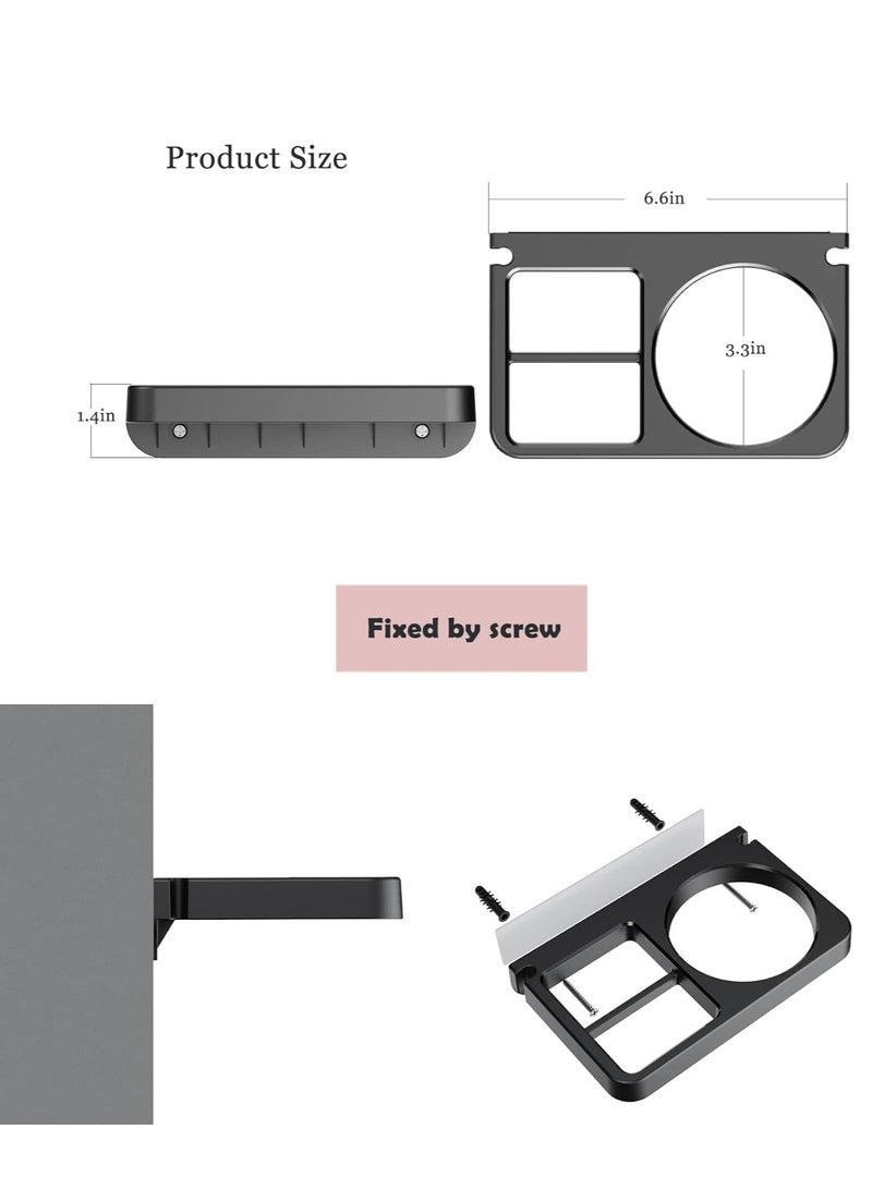 Wall Mount Hair Dryer and Flat Iron Holder - Black Hair Tool Storage Organizer (Black) - Image 3
