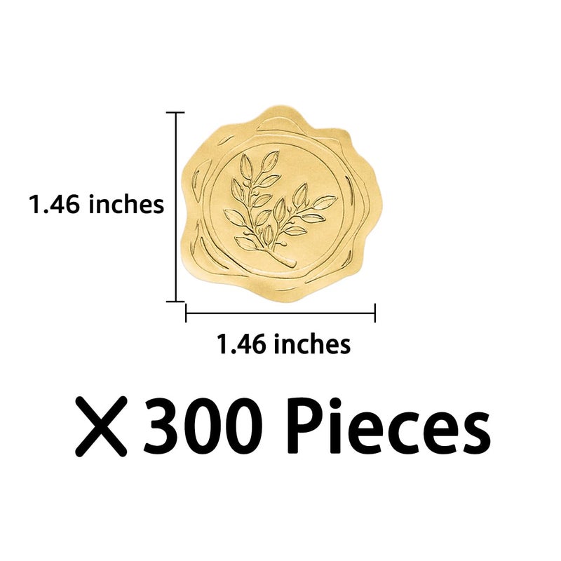 Homtable 300 Pieces Embossed Gold Foil Stickers Gold Stickers for Envelopes, Wedding Invitations, Christmas Greeting Cards Envelopes (Gold Olive Branch) - Image 2