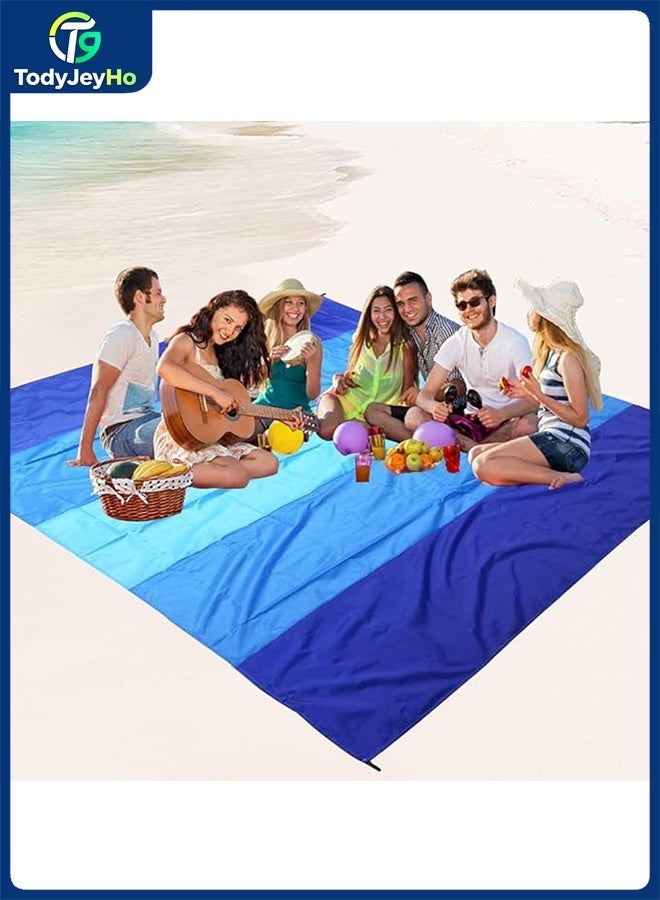 Beach Blanket Waterproof Sandproof Beach Mat 79" X 83" /10'x9'for 2-8 Adults Quick Drying Outdoor Picnic Mat Beach Accessories for Travel, Camping, Hiking