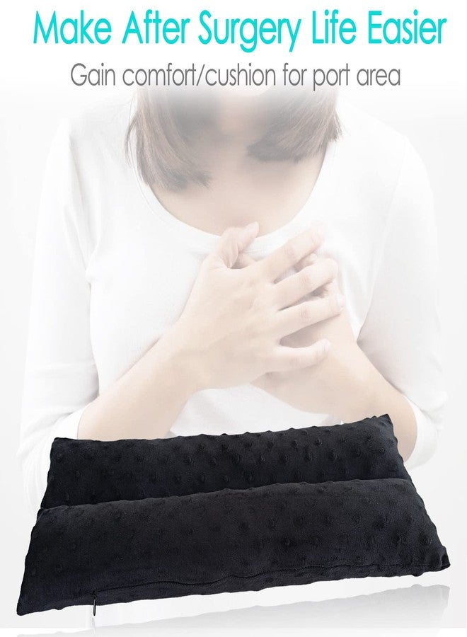 HapiPoppy Pacemaker Pillow Chemo Port Pillows for Seat Belt Protector Bypass Open Heart Surgery Recovery Gifts Mastectomy Breast Cancer Cushion Women Minky Dot Black - Image 3