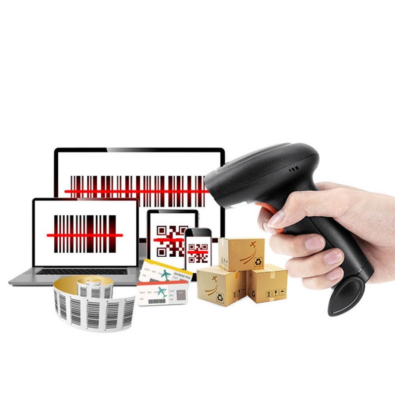 Wireless Barcode Scanner 10M Transmission Bluetooth 5.1 2D QR Code Reader Handheld Inventory Scanner USB Connectivity For Supermarket Express Warehouse Warehouse Black - Image 4