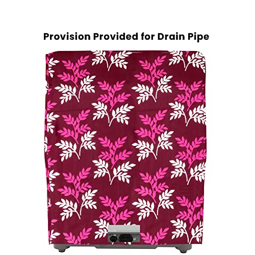 E-Retailer Washing Machine Cover for Semi-Automatic 5kg to 7.5kg | Light Weight Dustproof Cover with Zip Enclosure | Leaf Print Fully Automatic Washer Protector for Indoor Outdoor Use | Size 33x22x37 - Image 2