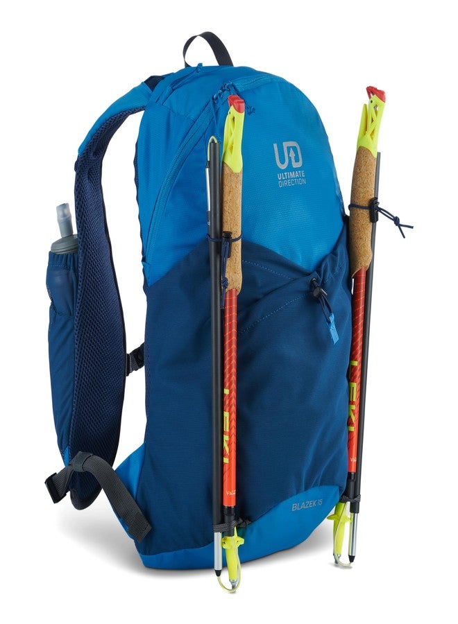 Ultimate Direction Blazek Lightweight Daypack, Adjustable Volume, Compression Cords, Shoulder Strap Pockets, 2023 (15 Liter, UD Blue) - Image 5