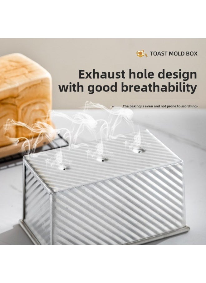 Generic - New Wheat Non-stick 450g Tusi Box With Lid 1000g Non-stick Toast Box Square Bag 1200g Bread Baking Mold-Specification:New Wheat Toast Box-Color:New Wheat Premium Non-stick 385g Without Lid - Image 1
