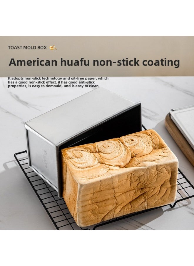 Generic - New Wheat Non-stick 450g Tusi Box With Lid 1000g Non-stick Toast Box Square Bag 1200g Bread Baking Mold-Specification:New Wheat Toast Box-Color:New Wheat Premium Non-stick 385g Without Lid - Image 1