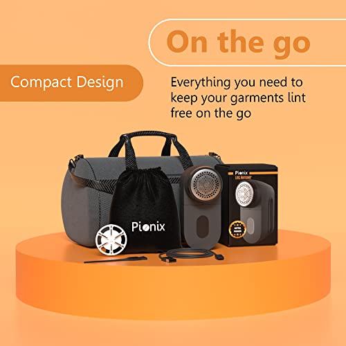 Pionix Fabric Shaver, Sweater Shavers to Remove Pilling, High-Perf Defuzzer, Rechargeable Electric Lint Shaver for Fuzz and Lint Balls from Clothing, Upholstery 2000mah Battery (Charcoal Black) - Image 5