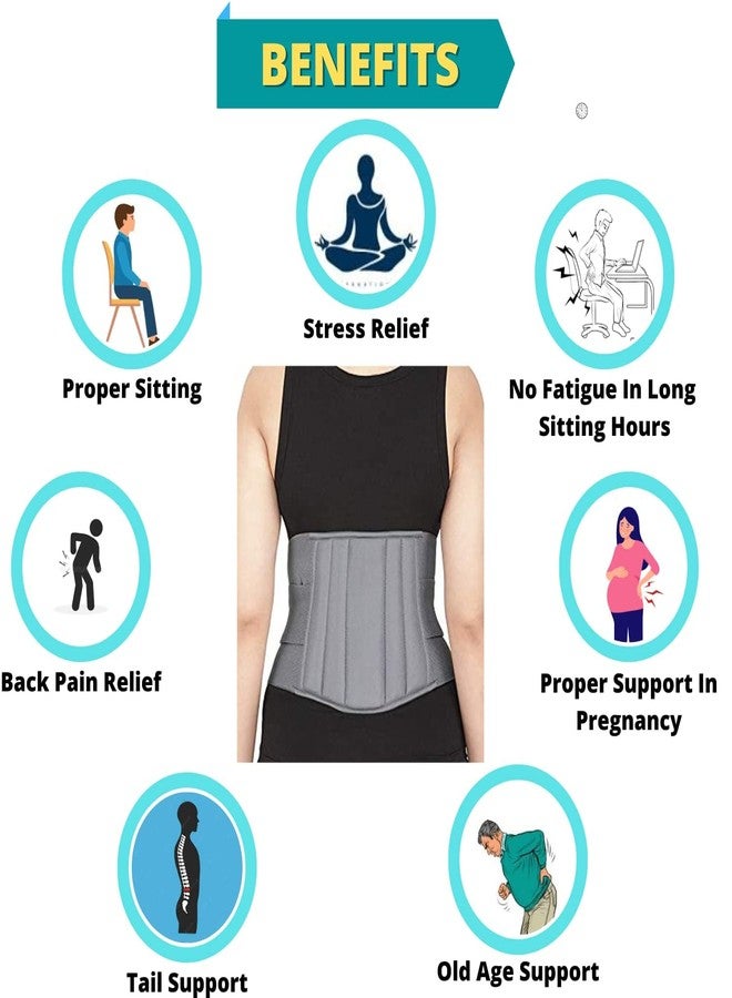 ADVANCE Lumbar Support Immobilization Posture Correction Back Pain Relief Lumbar Support Waist Belt for Men/Women Pain Relief Adjustable Straps (Grey,Beige & Black) (M) - Image 5