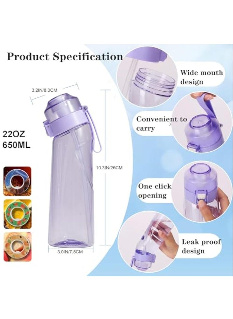 Generic - Sports Air Water Bottle, BPA-Free Starter Set Drinking Bottles with 5 Flavour Pods Scented for Flavouring, 0 Sugar, 0 Calorie (Purple) - Image 1