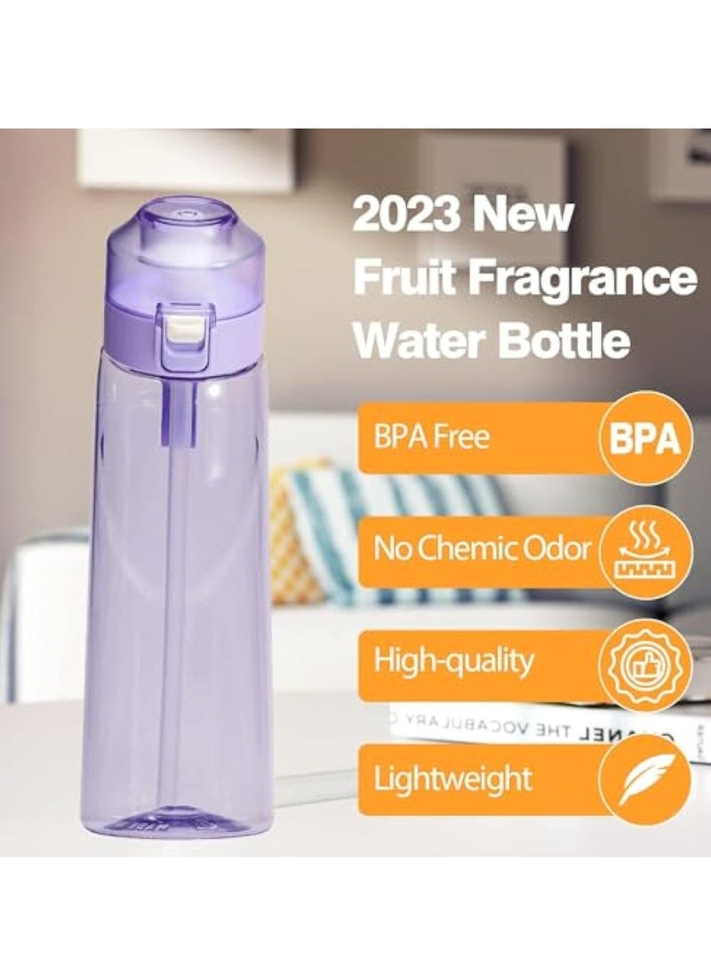 Generic - Sports Air Water Bottle, BPA-Free Starter Set Drinking Bottles with 5 Flavour Pods Scented for Flavouring, 0 Sugar, 0 Calorie (Purple) - Image 1