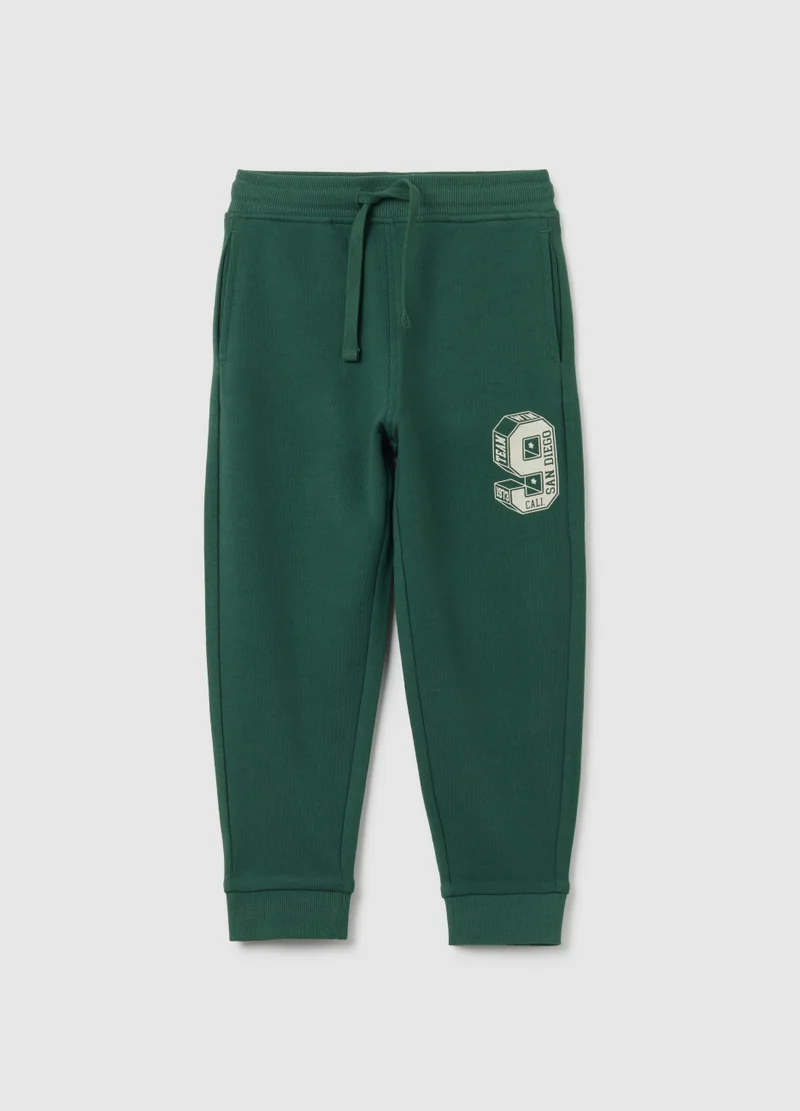 Ovs CHILDREN'S GREEN REGULAR FIT JOGGER TROUSERS IN PURE COTTON