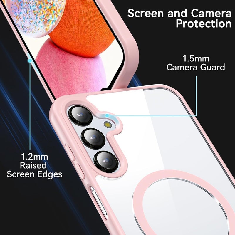 Grabist Phone Case For Samsung Galaxy A16 4G /A16 5G, Crystal Clear Case Not Yellowing, Compatible with MagSafe, Shockproof Transparent Back Cover with Colored Frame (Pink) - Image 4