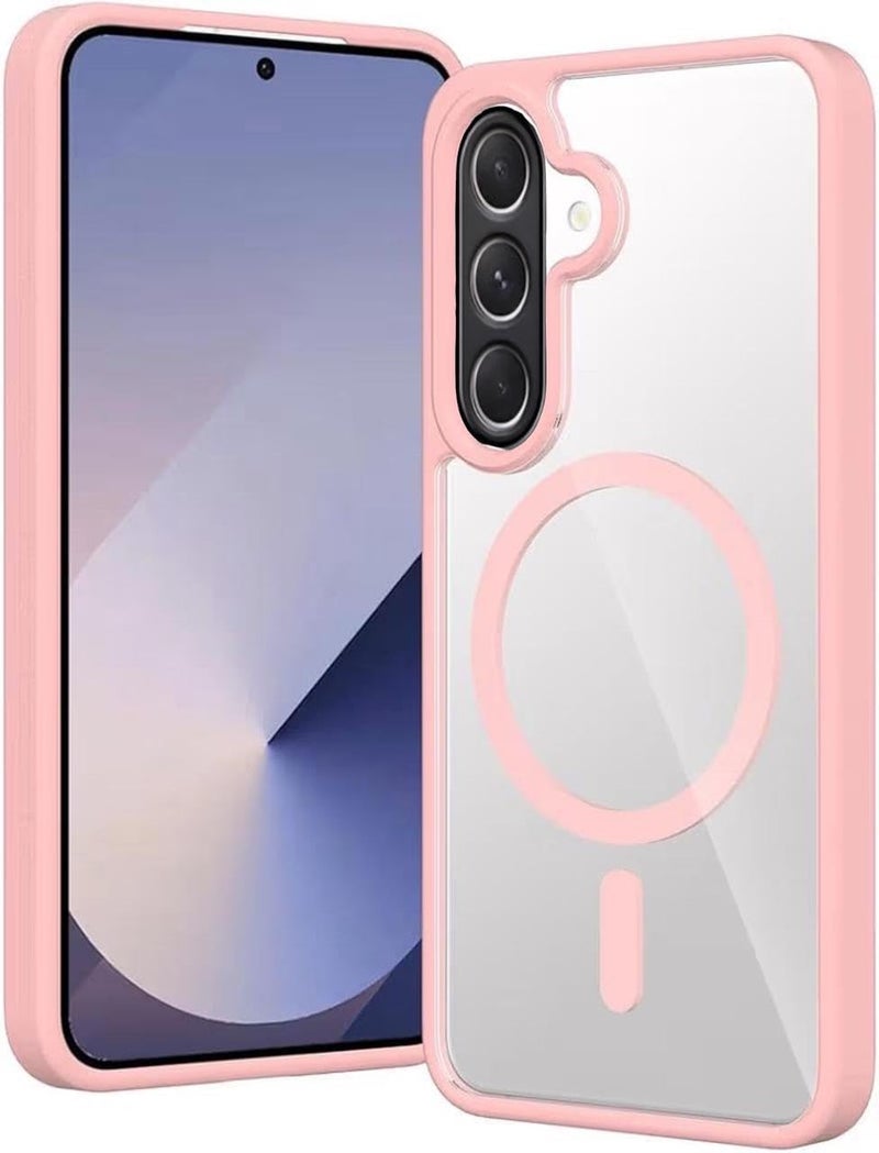 Grabist Phone Case For Samsung Galaxy A16 4G /A16 5G, Crystal Clear Case Not Yellowing, Compatible with MagSafe, Shockproof Transparent Back Cover with Colored Frame (Pink) - Image 1