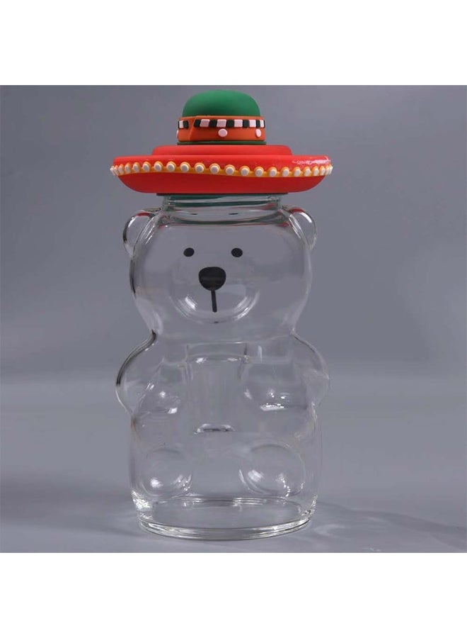 general 2025 Bear Glass Jar Cup Tumbler w Straw for hot coffee - Image 2