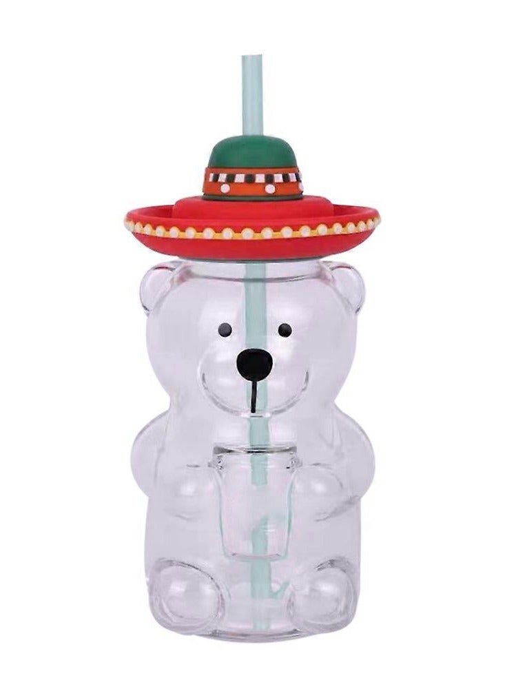 general 2025 Bear Glass Jar Cup Tumbler w Straw for hot coffee - Image 1