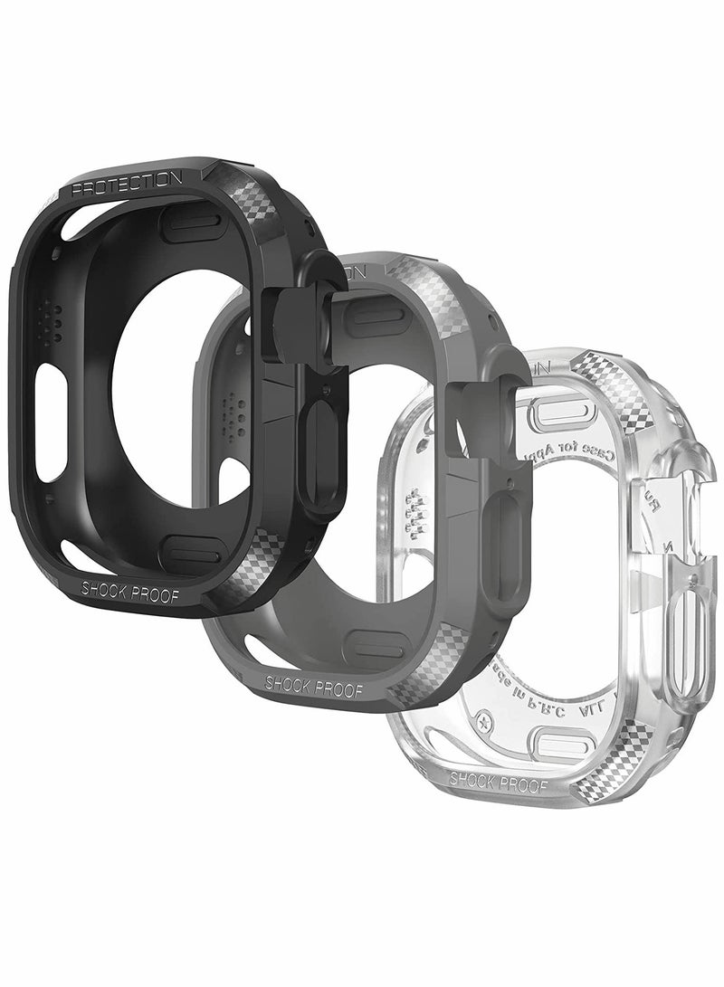 KASTWAVE Screen Protector compatible with Apple Watch Ultra 49mm, and 3pack Overall Shockproof TPU Case - Image 1