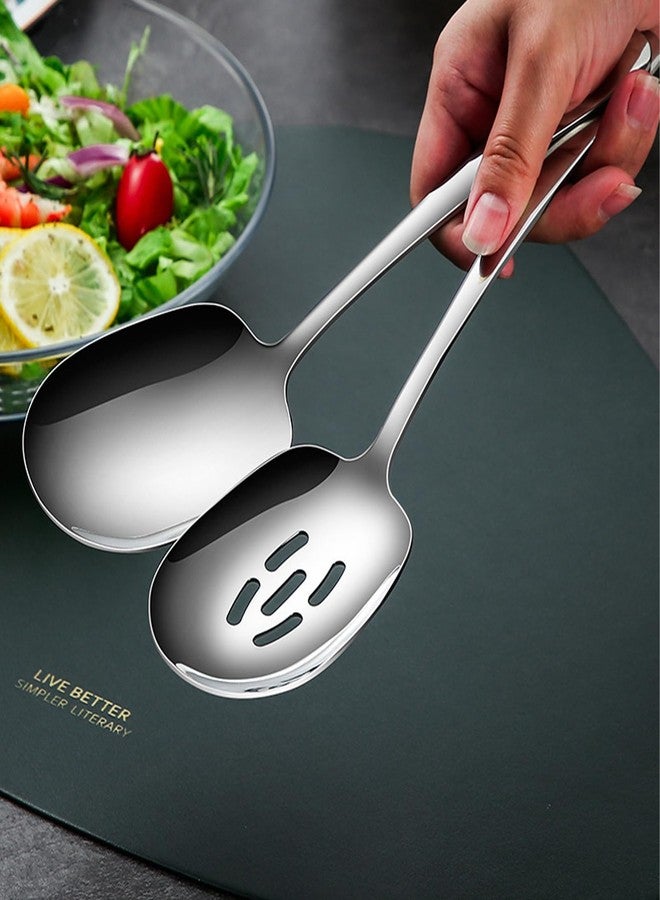 Zjunhm X-Large Serving Spoons Set, Stainless Steel Slotted Spoon and Serving Spoon,18/8 Stainless Steel Buffet Banquet Spoons, 9.8-Inch Dishwasher Safe - Image 3