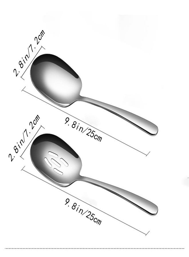 Zjunhm X-Large Serving Spoons Set, Stainless Steel Slotted Spoon and Serving Spoon,18/8 Stainless Steel Buffet Banquet Spoons, 9.8-Inch Dishwasher Safe - Image 4