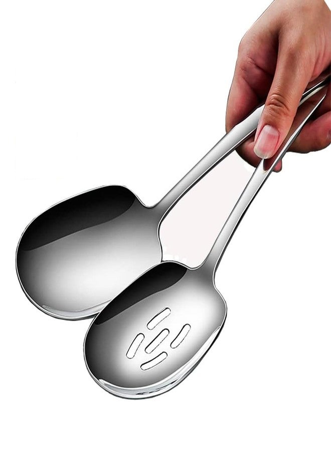 Zjunhm X-Large Serving Spoons Set, Stainless Steel Slotted Spoon and Serving Spoon,18/8 Stainless Steel Buffet Banquet Spoons, 9.8-Inch Dishwasher Safe - Image 2