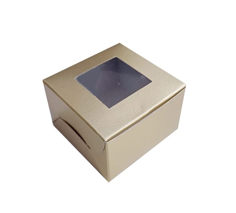 NIPS PACKAGING PVT LTD Nips Packaging Brownie boxes Gold colour Size 3 x 3 x 2 Set of 200 - Image 1