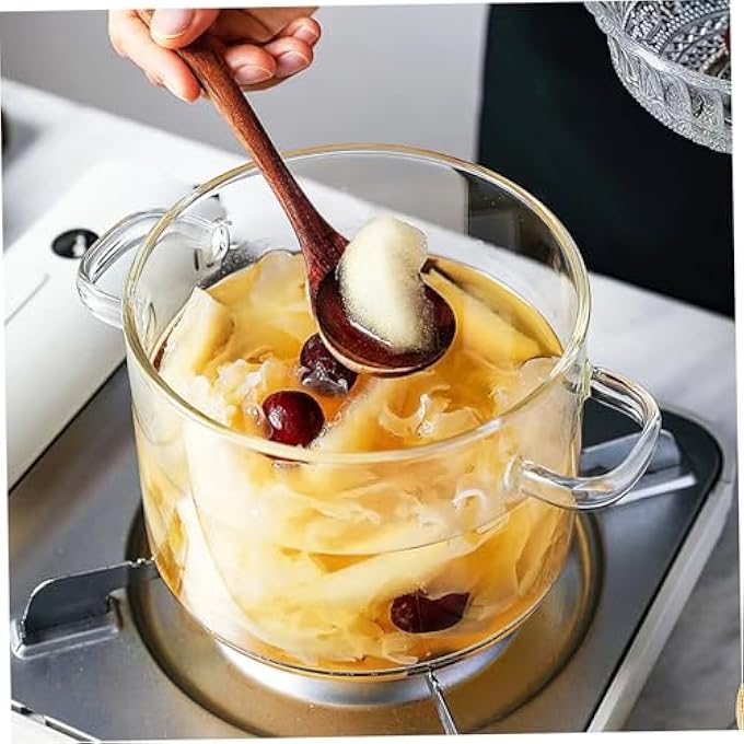 Vaguelly Glass Cooking Pot Clear Glass Pot Saucepan With Lid Simmer Pot Stew Pot DoubleHandle Cookware Microwave Stove Dishwasher Safe Potpourri Pot For Milk Pasta Noodles Soup 1500Ml - Image 4