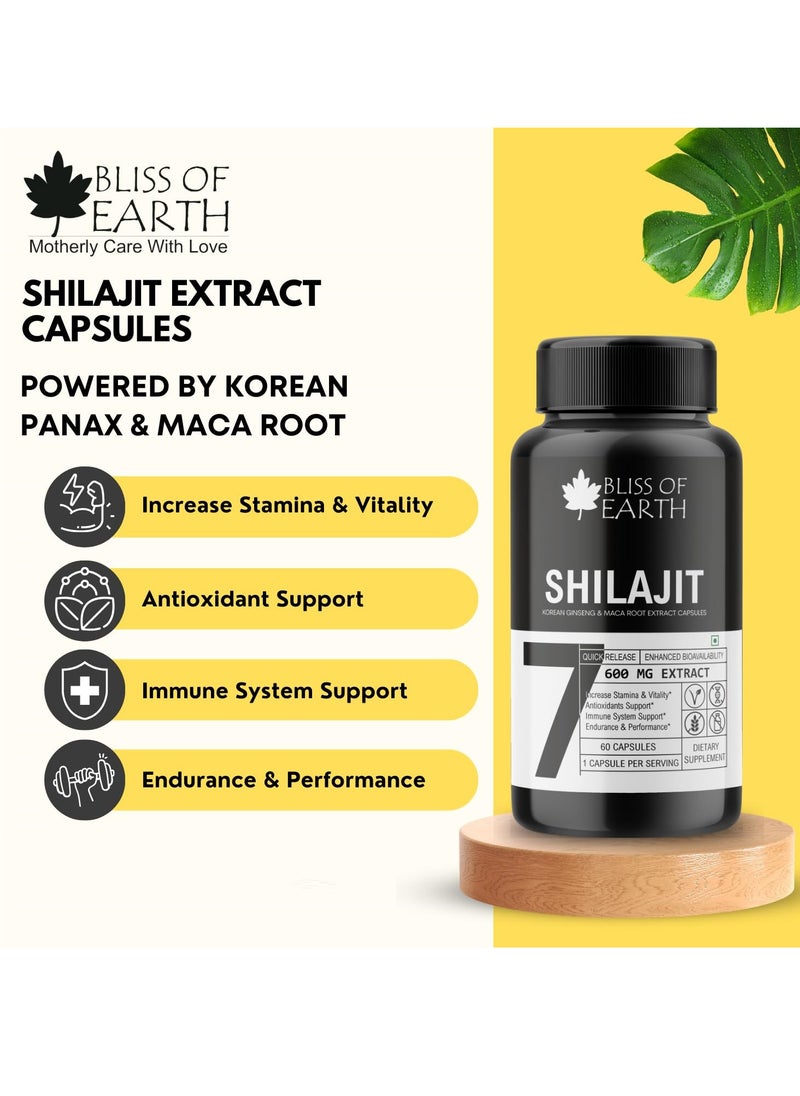 BLISS OF EARTH Himalayan Shilajit Extract Capsules Testo Booster Supplement Capsules For Stamina And Energy Pack Of 2  - Image 4