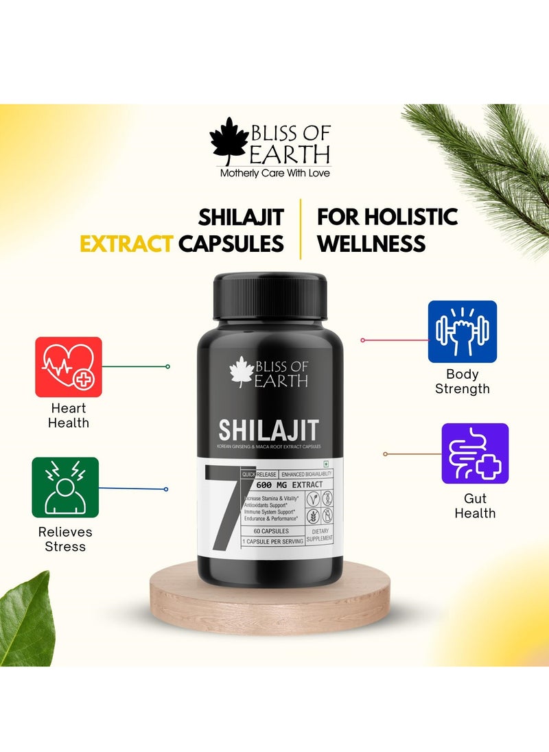 BLISS OF EARTH Himalayan Shilajit Extract Capsules Testo Booster Supplement Capsules For Stamina And Energy Pack Of 2  - Image 2