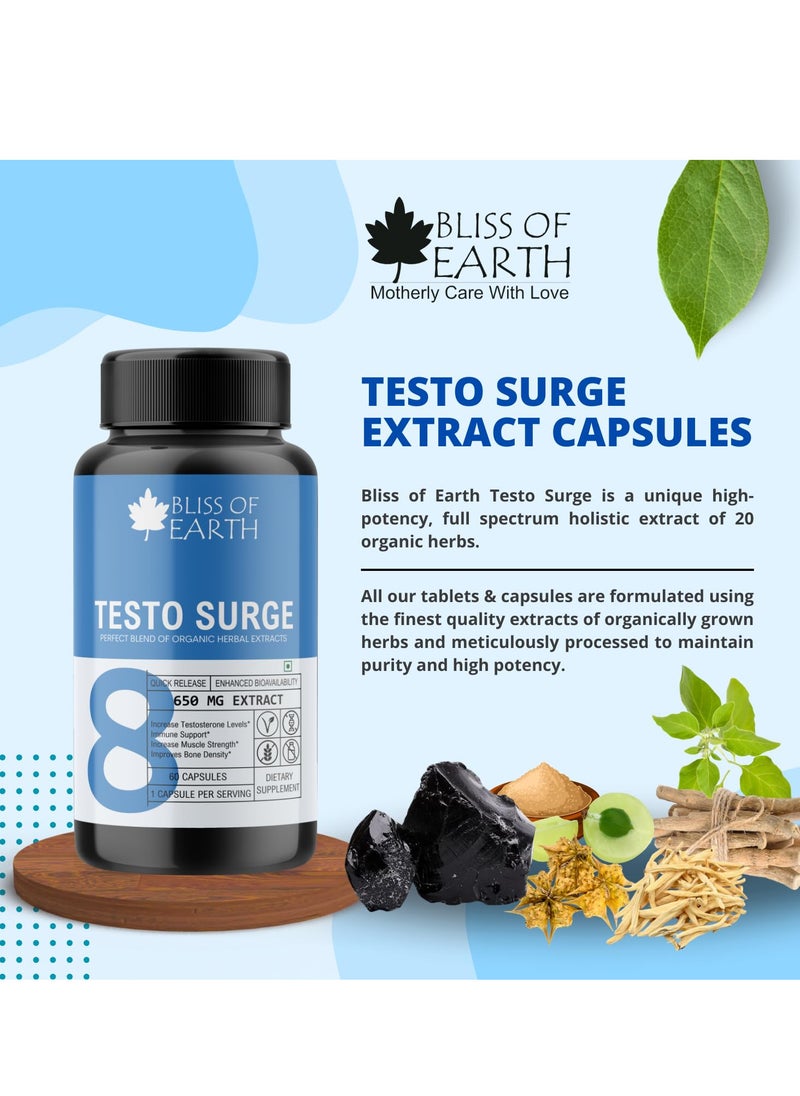BLISS OF EARTH Himalayan Shilajit Extract Capsules Testo Booster Supplement Capsules For Stamina And Energy Pack Of 2  - Image 3