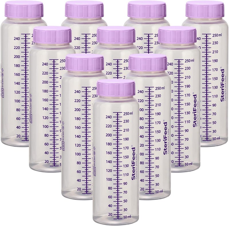 Sterifeed Disposable Sterile Baby Bottles, 250ml, Pack of 10 - Image 1