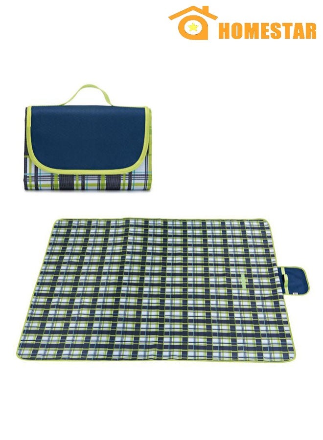 HOMESTAR Waterproof  Foldable Picnic Blanket, Portable Picnic Mat For Outdoor, Camping, Family, Park, Garden, Blue - Image 1