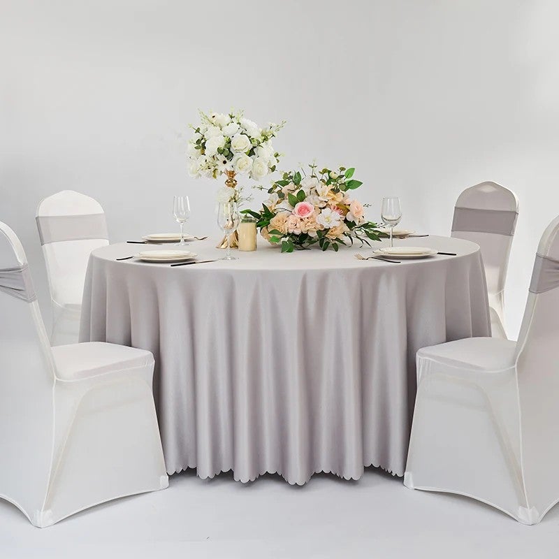 Y&D Modern Satin Tablecloth with Woven Table Runner and Single-Sided Table Skirt for Hotel and Restaurant Use – Elegant Table Runners for Banquet, Wedding & Event Decor - Image 1