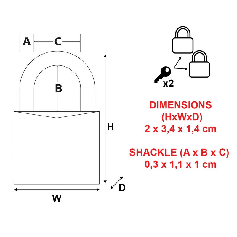 Master Lock 9120EURT 2 Padlocks 20 mm Aluminium - Image 4