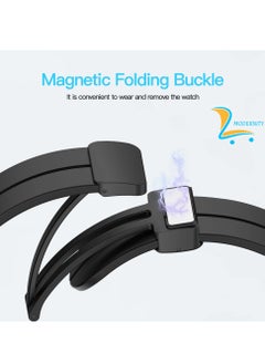 Modernity MODERNITY Black Magnetic Folding Buckle Strap for Apple Watch - Band 49mm 45mm 44mm 42mm - Solo loop Bracelet Silicone Band Compatible for iWatch Series 9, 8, 7, 5, SE6, 3 - For Men & Women!  - Image 4