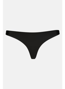 Lefties Women Plain Pull On Thong Panties, Black  - Image 1