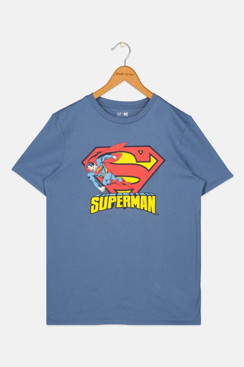 Gap x DC Kids Boy Superman Short Sleeves T-Shirt, Slate Blue - Image 1