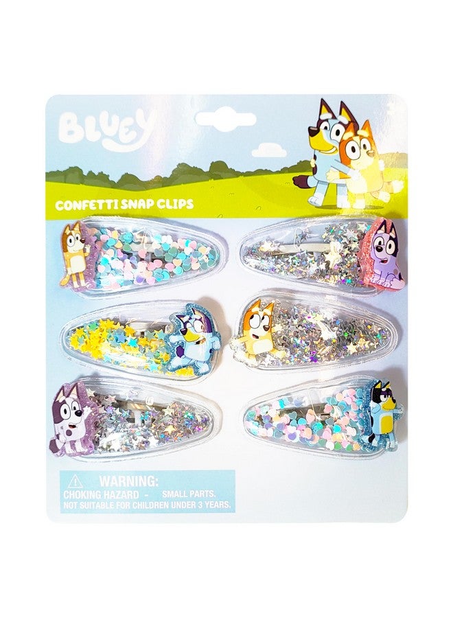 Luv Her Bluey Hair Accessories For Girls 6Pc Bluey Cute Hair Clips For Girls With Favorite Bluey Character Charms Magical Confetti Hair Clips Bluey Costume Toddler Hair Clips Bluey Toys Ages 3+ - Image 1
