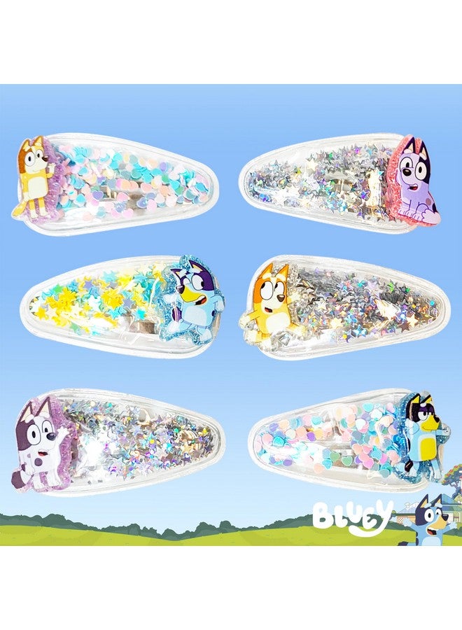 Luv Her Bluey Hair Accessories For Girls 6Pc Bluey Cute Hair Clips For Girls With Favorite Bluey Character Charms Magical Confetti Hair Clips Bluey Costume Toddler Hair Clips Bluey Toys Ages 3+ - Image 3