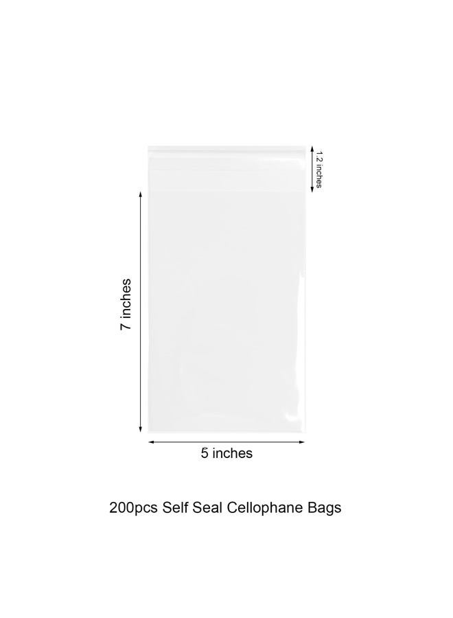 EKAPACKAGING Clear 5x7 Inches 200Pcs Self Sealing Cellophane Cookie Bags Christmas Treat Individual Party Favor Bag Plastic Sealable Small Goodie Cello Snack Gift Packaging with Seal - Image 2
