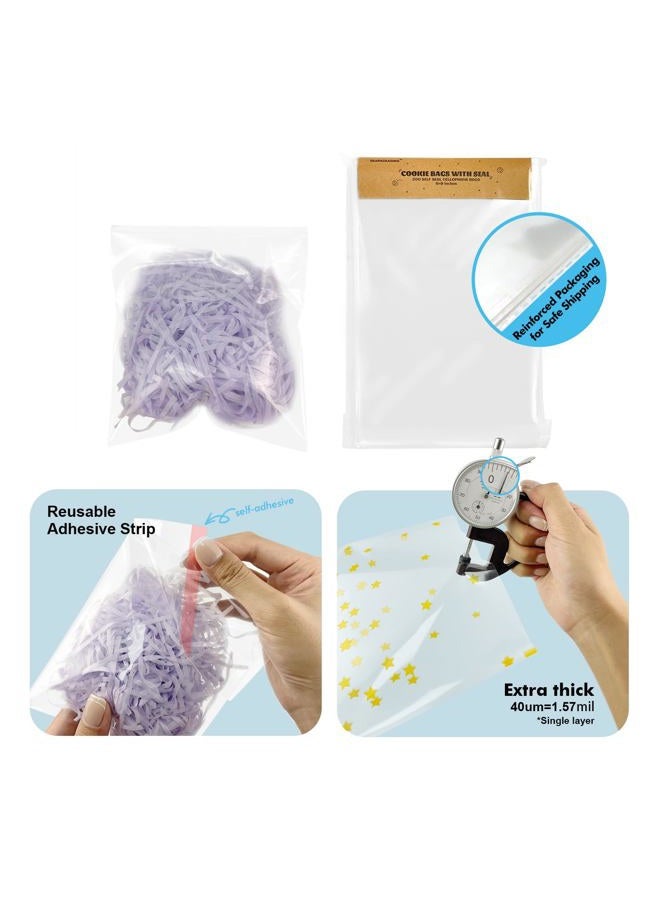 EKAPACKAGING Clear 5x7 Inches 200Pcs Self Sealing Cellophane Cookie Bags Christmas Treat Individual Party Favor Bag Plastic Sealable Small Goodie Cello Snack Gift Packaging with Seal - Image 4