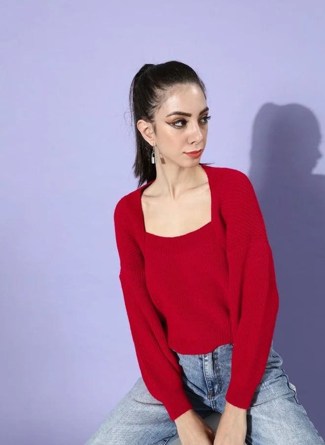 STREET 9 Gorgeous Red Knitted Sweater for Women