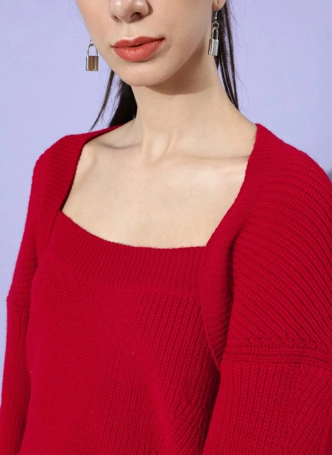 STREET 9  Gorgeous Red Knitted Sweater for Women for Women | Best Price UAE