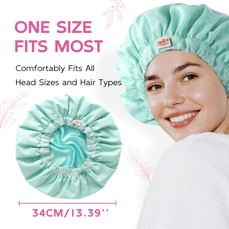 Years Calm Luxury Shower Cap for Women, Color Changing Shower Cap Reusable Waterproof, Flexi Satin Lined, Stylish Hair Cap for Shower, Washable Elastic Band Bath Cap for Long Hair, Braids (Aqua) - Image 5