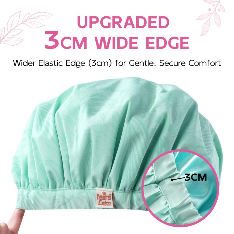 Years Calm Luxury Shower Cap for Women, Color Changing Shower Cap Reusable Waterproof, Flexi Satin Lined, Stylish Hair Cap for Shower, Washable Elastic Band Bath Cap for Long Hair, Braids (Aqua) - Image 3